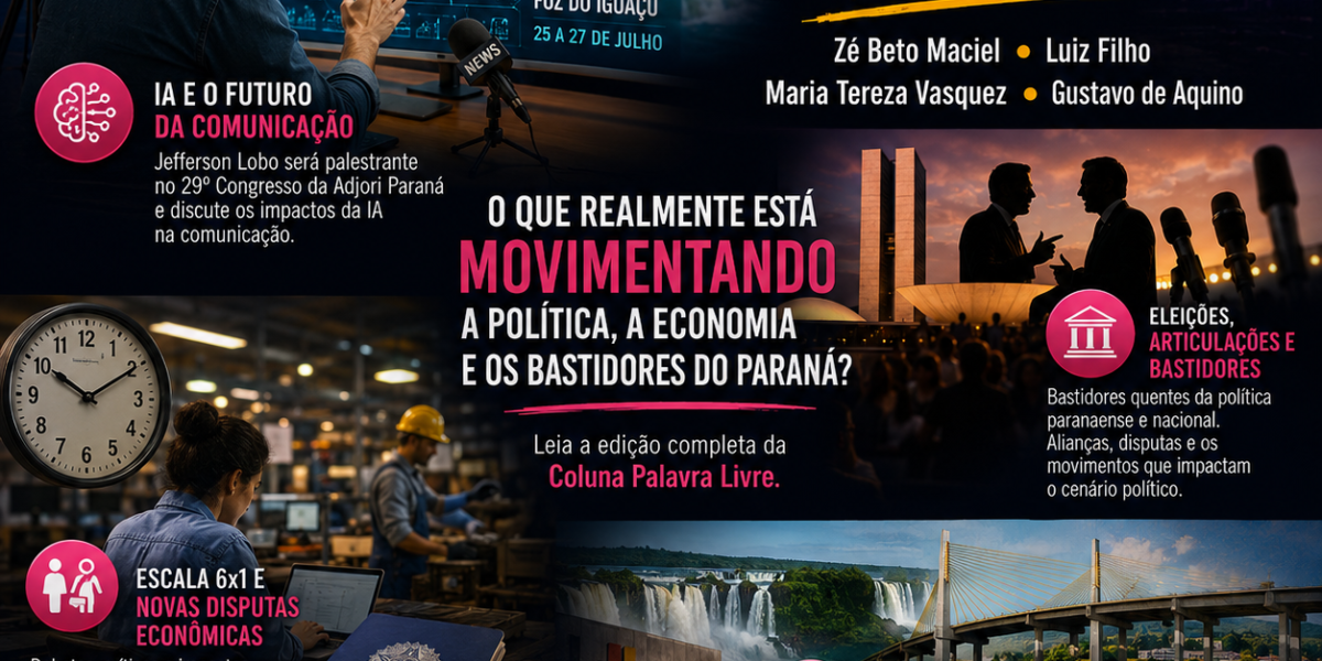 Inteligência artificial, eleições, servidores, Itaipu, cannabis medicinal e articulações políticas movimentam mais uma edição da coluna Palavra Livre.