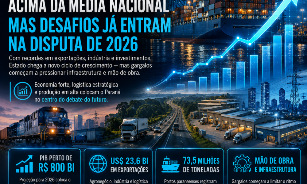 Paraná cresce acima da média nacional e desafio econômico entra na disputa por 2026