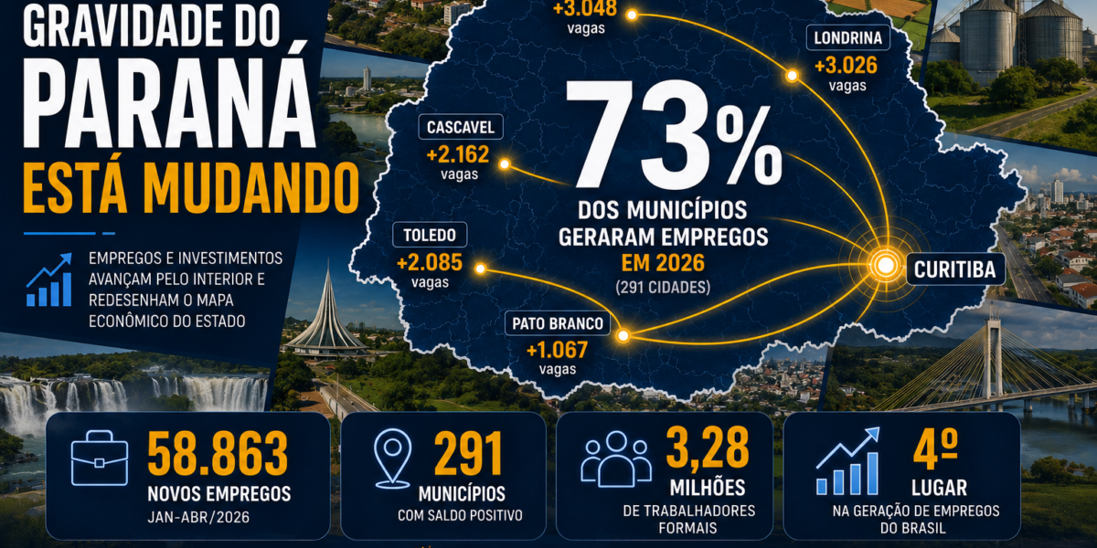 Cidades do interior do Paraná ampliam geração de empregos e participação na economia estadual, fortalecendo o desenvolvimento regional além de Curitiba.